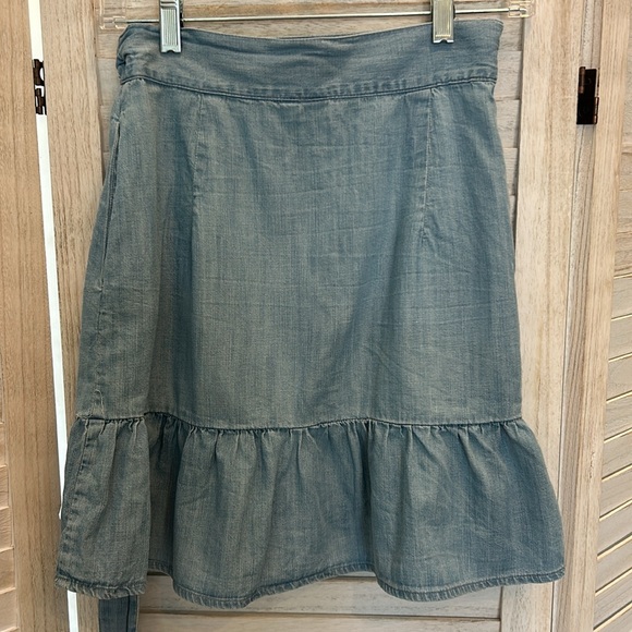 NWOT GAP Mini Wrap Skirt w/Pockets, Medium Indigo, Tencel & Cotton, size XS. - Picture 3 of 13